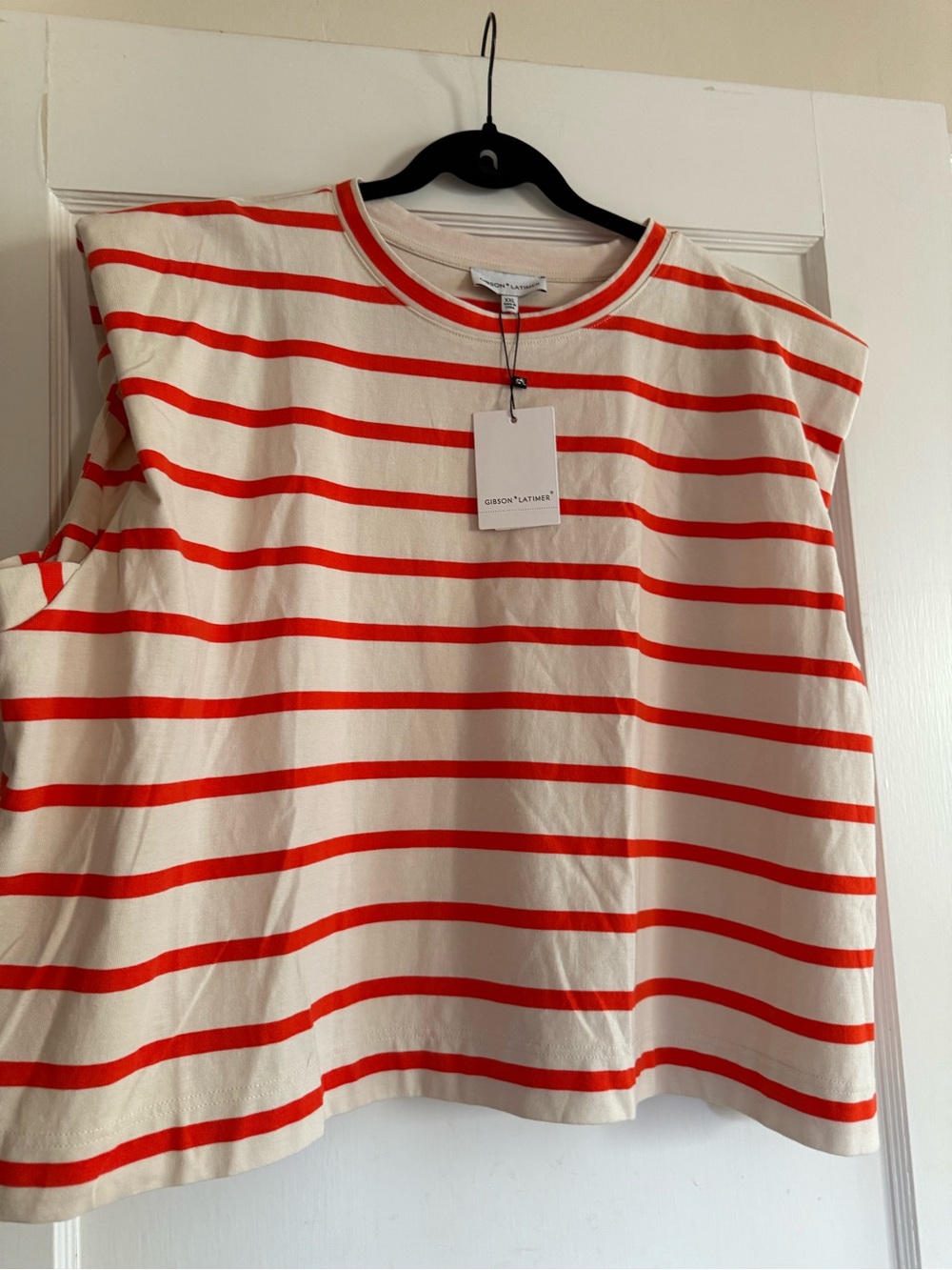Gibson Latimer NWT Cream Tank Top with Red Stripes XXL